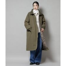 撥水加工・機能中綿 ジップアップリブロングコート