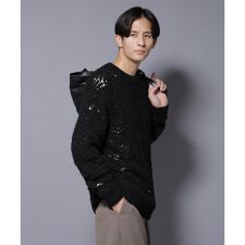 透かし編み クルーネックニット