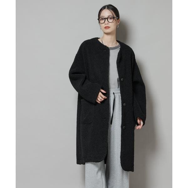 SLOBE IENA souple wool ダブルフェイスノーカラーコート souple woolダブルフェイスノーカラーコート（ノーカラーコート