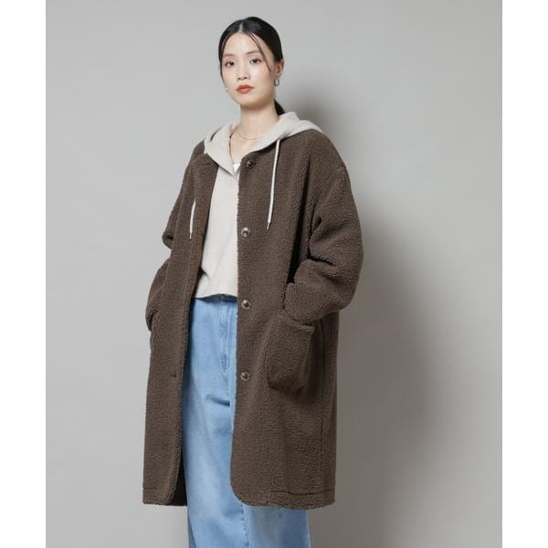 SHIPS any シップス エニィ シャギー ノーカラー コート 追加予約》SHIPS any: シャギー ノーカラー コクーン コート