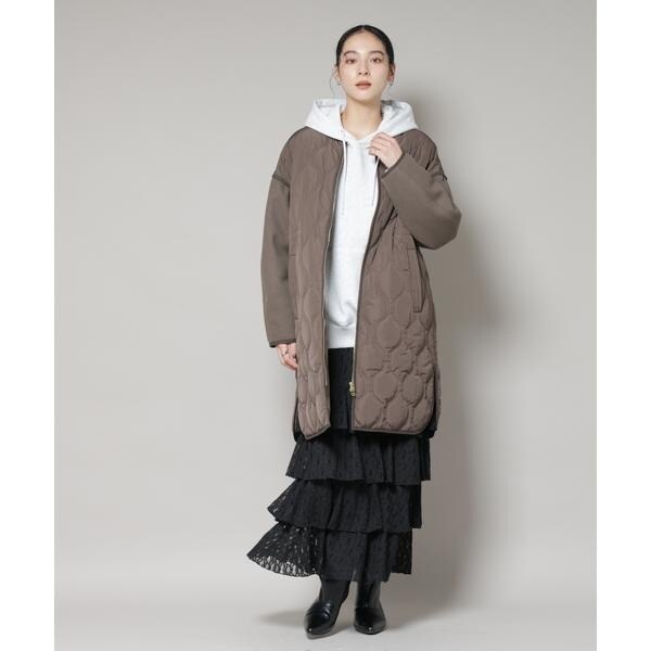 異素材コンビキルティングノーカラーコート | ナノユニバース(NANO