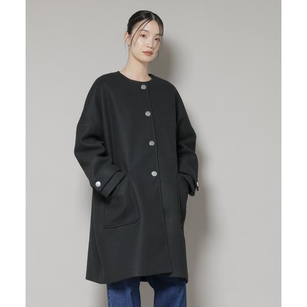 SHIPS ウール ミックス シャギー ノーカラー コクーン コート 追加予約》SHIPS any: シャギー ノーカラー コクーン コート