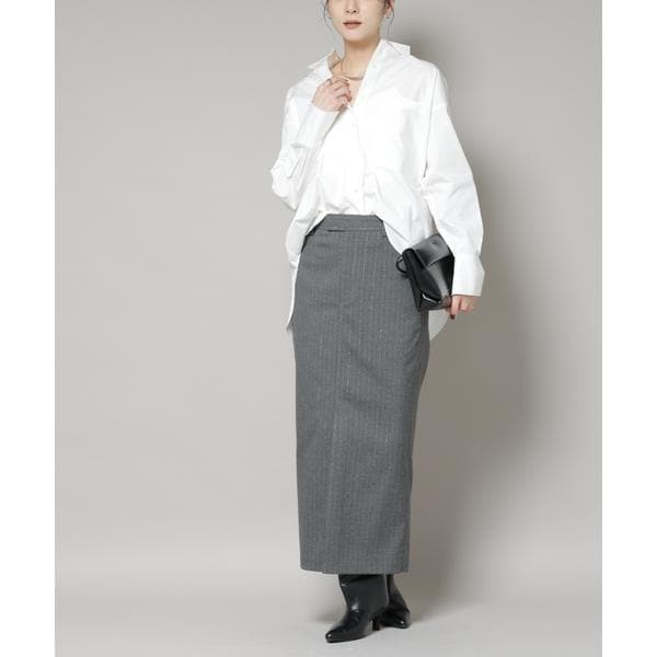ラメストライプスーチングIラインスカート | ナノユニバース(NANO