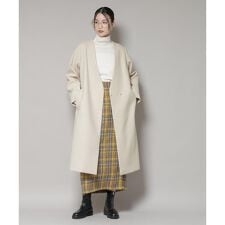 Vネックノーカラーコート