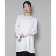 サーモジャージーウエスト切り替えギャザープルオーバー