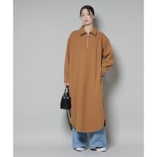 ソフトメルトンジャージーハーフジップワンピース