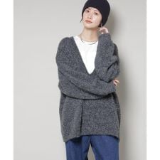 深Vネックオーバーニットプルオーバー