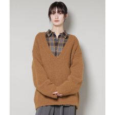 深Vネックオーバーニットプルオーバー