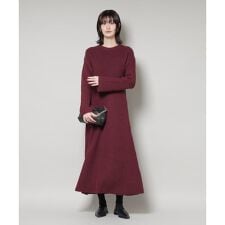 片畦フレアニットワンピース