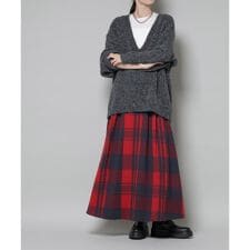 ナノユニバース(NANO universe)の起毛チェックタックフレアスカート