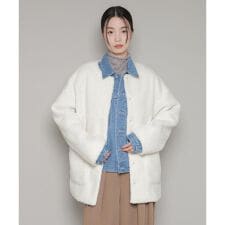 ソフトボアノーカラーミドルコート