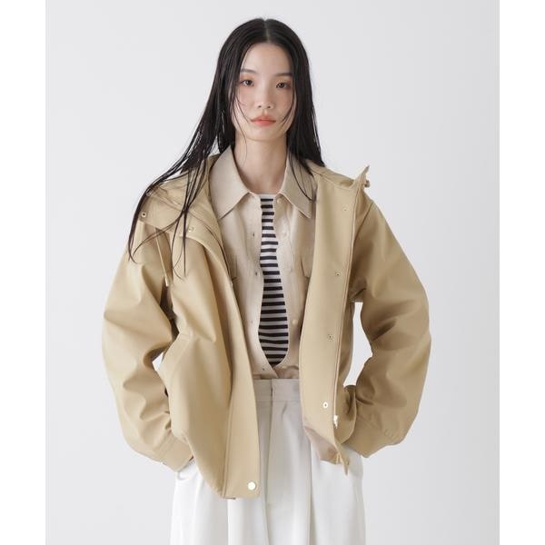 レース×ストライプ切替ナイロンブルゾン | ナノユニバース(NANO