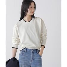 洗濯機洗可UVカットバイカラー釦ディティールニット