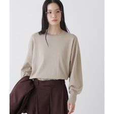 洗濯機洗可バンブーレーヨンニット ワイドクルーネックプルオーバー