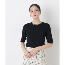 ウォッシャブルハイツイスト五分袖リブニット