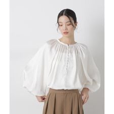 前後2wayサテンボリュームスリーブブラウス