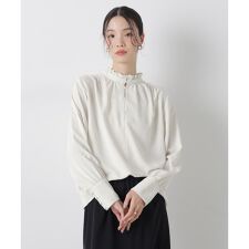 前後2wayスタンドカラーギャザーブラウス