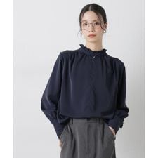 前後2wayスタンドカラーギャザーブラウス