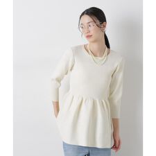 洗濯機洗い可スポンディッシュニットペプラムシルエットトップス