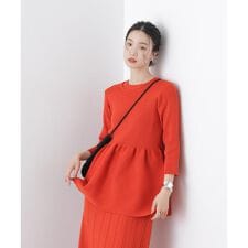 洗濯機洗い可スポンディッシュニットペプラムシルエットトップス