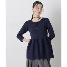 洗濯機洗い可スポンディッシュニットペプラムシルエットトップス