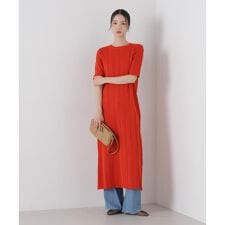 洗濯機洗い可スポンディッシュニットランダムリブワンピース