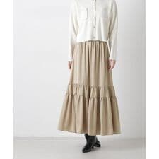 ティアード切り替えサテンギャザースカート