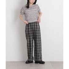 チェックイージーワイドパンツ