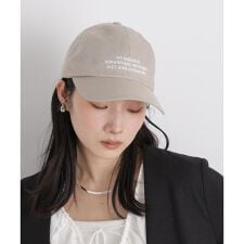 刺繍入りリネン混キャップ