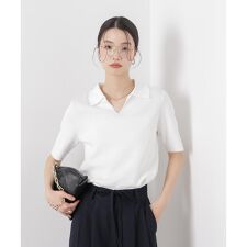 洗濯機洗い可UVカット接触冷感衿付き半袖ポロニット