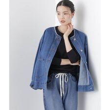 ノーカラーデニムジャケット