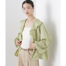 エンボスサテンフリルカラーブラウス