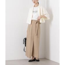 多機能リネン混ラップ風サイドリボンスカート(セットアップ可)