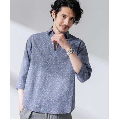 FLOW LINEN スキッパーシャツ 7分袖 | ナノユニバース(NANO universe 