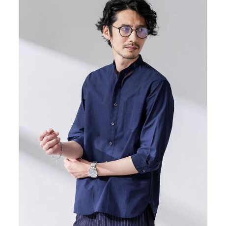 FLOW LINEN バンドカラーシャツ7分袖 | ナノユニバース(NANO universe 