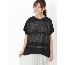 アル・ディ・ラ(AL DI LA)のラメ英字プリントゆったり肉厚ブラウス