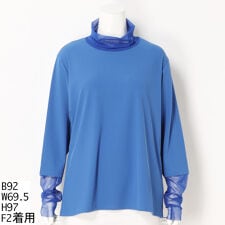 シーズンレス　メッシュ×リブハイネック