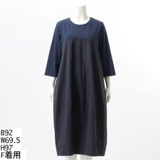 異素材使いの切替7部袖ワンピース