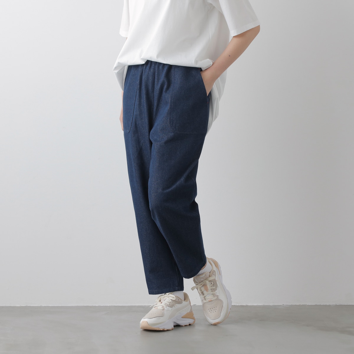 D/d ワイドイージーパンツデニムインディゴ D／d イージーワイドコクーンパンツDENIM （インディゴ）5050314