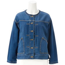 ノーカラーデニムジャケット