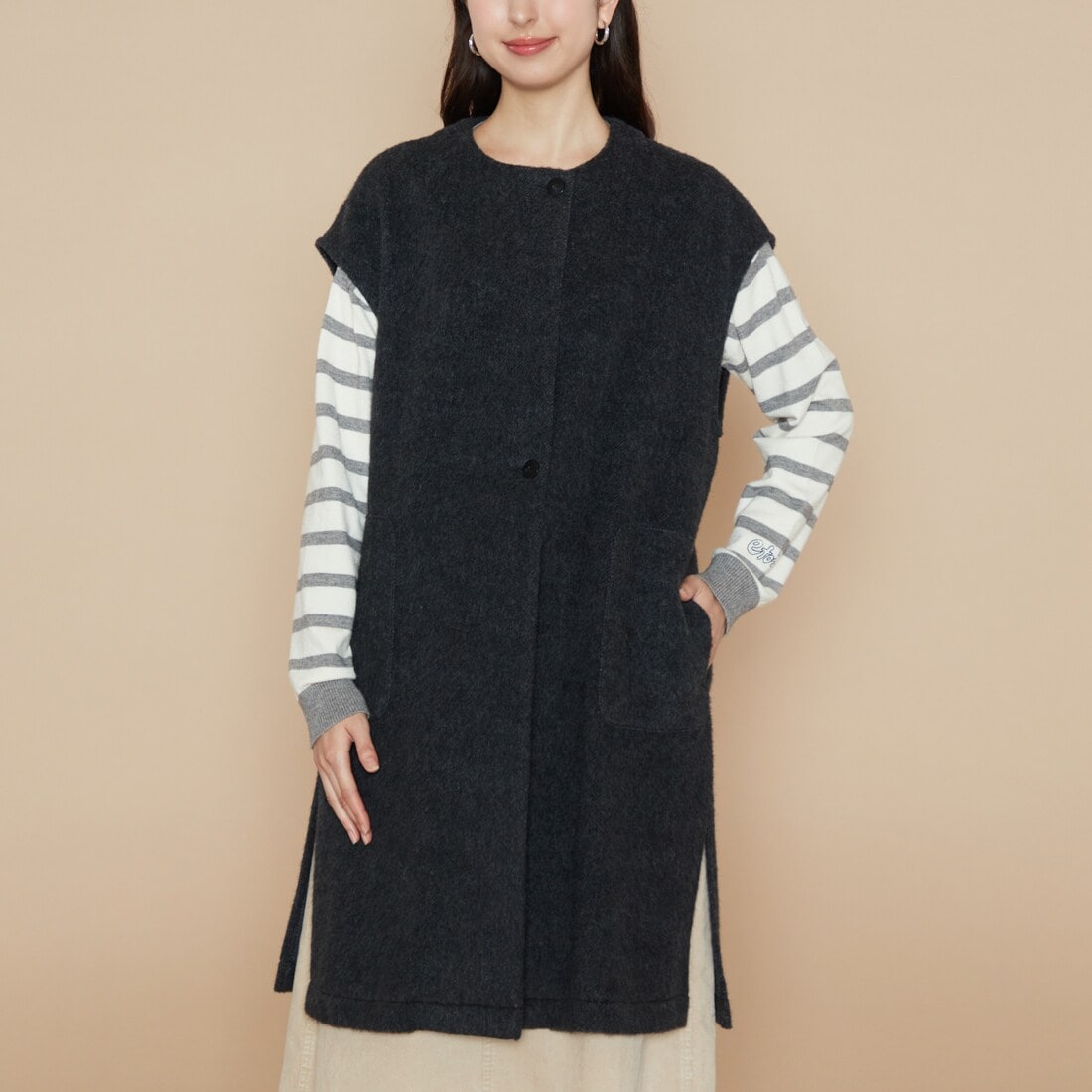 冷感ストレッチブロードテーラーベスト 【グリーンノート】【大きい