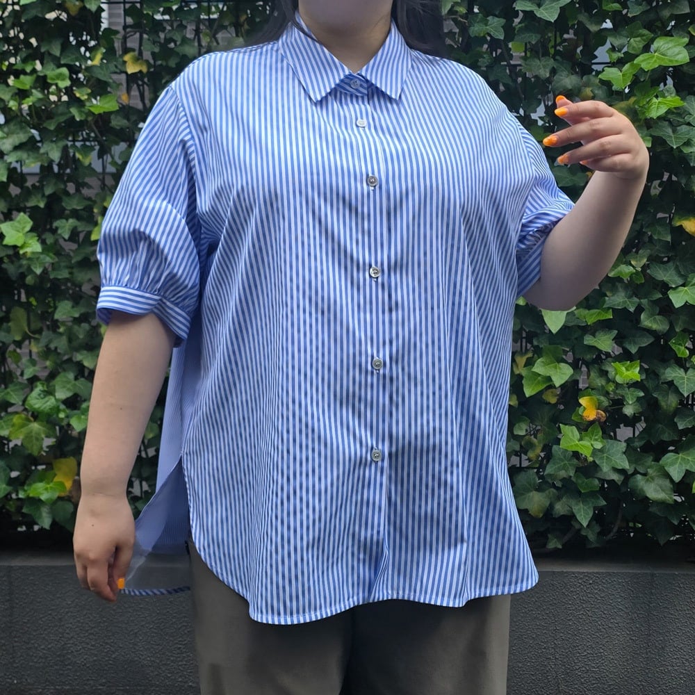 洗える】5分袖裾チュール使いストライプシャツ | アル・ディ・ラ(AL DI