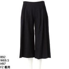 【涼感】【洗える】【麻混】クロップドワイドパンツ