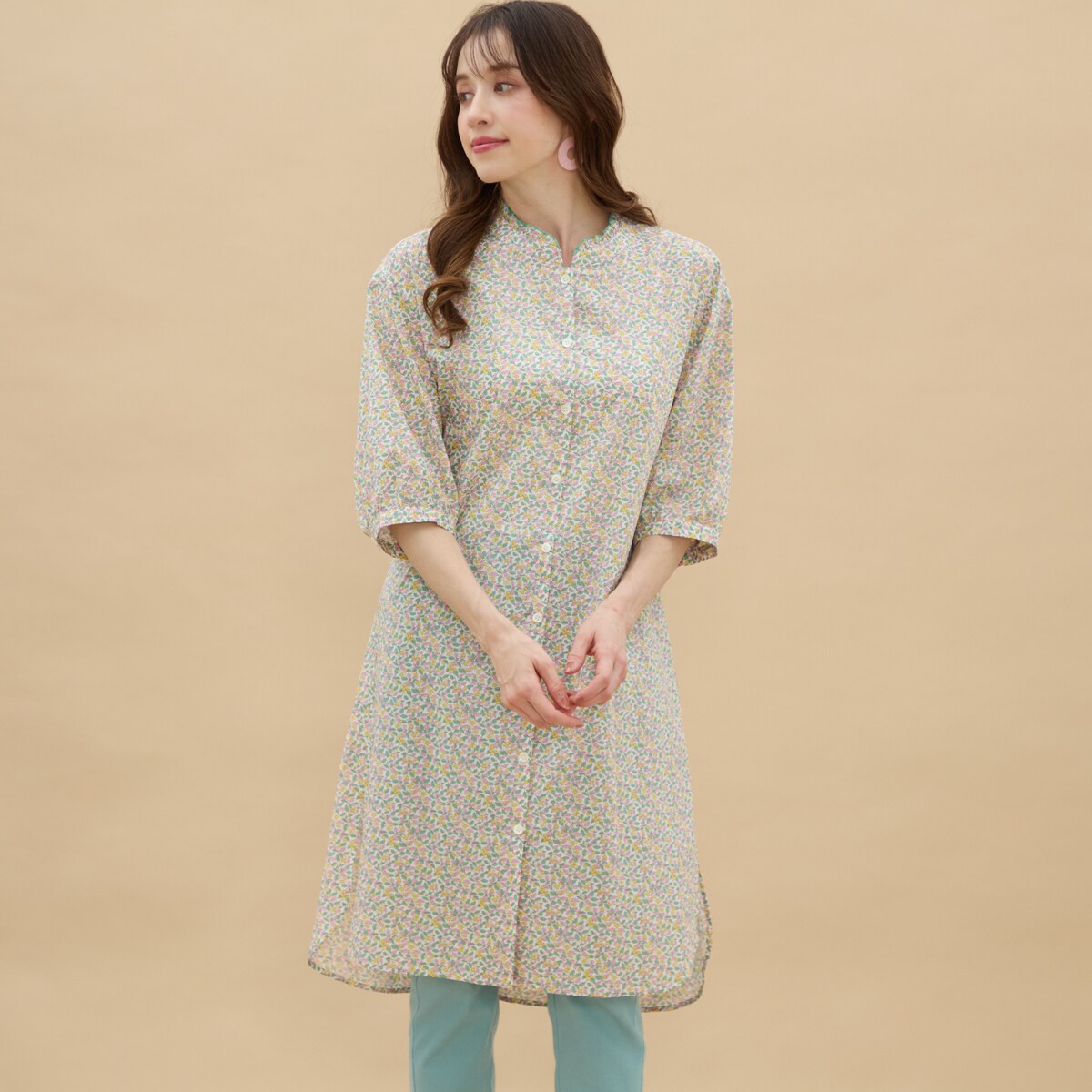 アル・ディ・ラ（AL DI LA）/【リバティ】【洗える】 シャツチュニック　【日本製】 リバティ】【洗える】 シャツチュニック 【日本製】 | アル・ディ・ラ