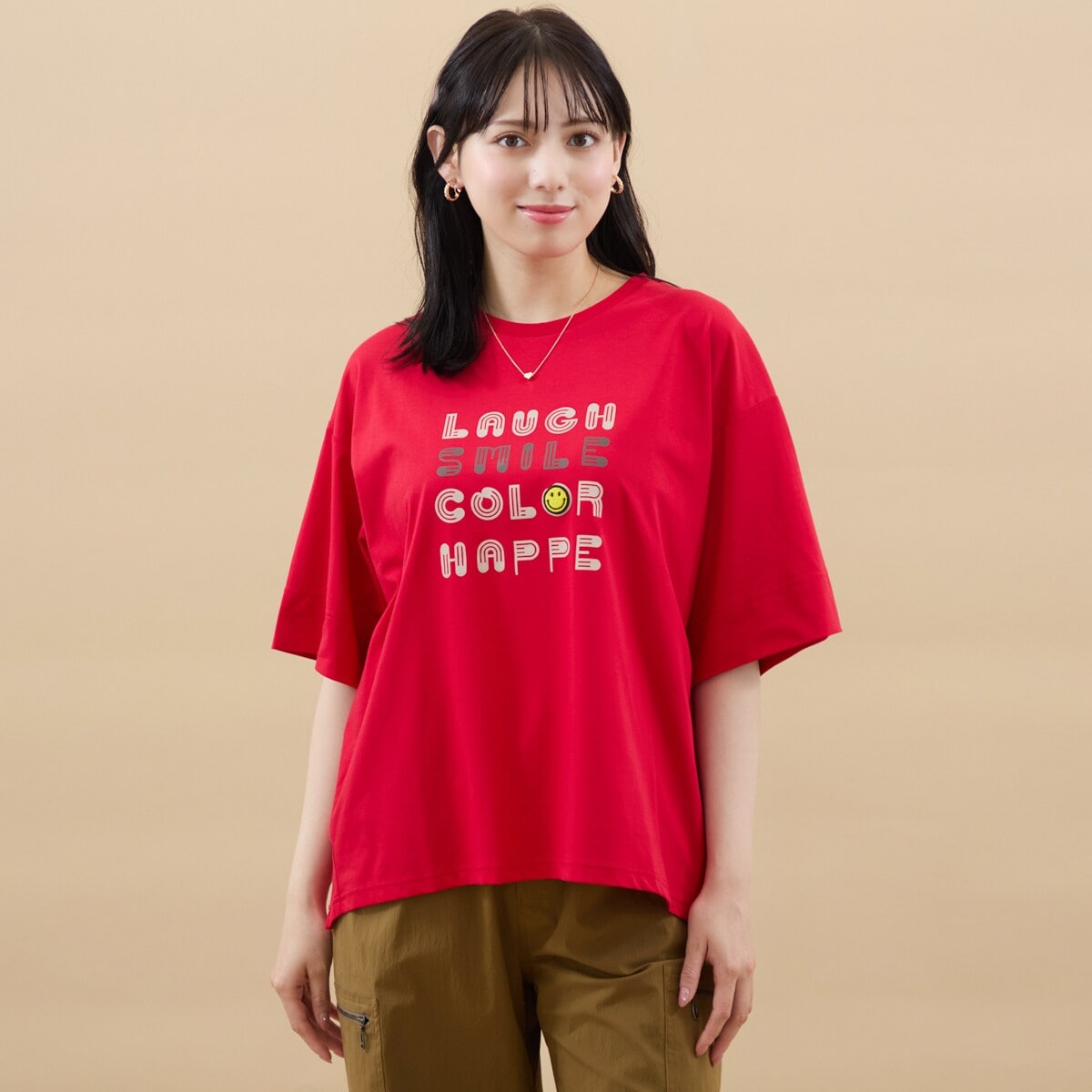 アルディラ AL・DI・LA 【洗える】英字ビックロゴ×スマイルTシャツ （01-オフ） セール】アルディラ AL・DI・LA 【洗える】英字ビックロゴ