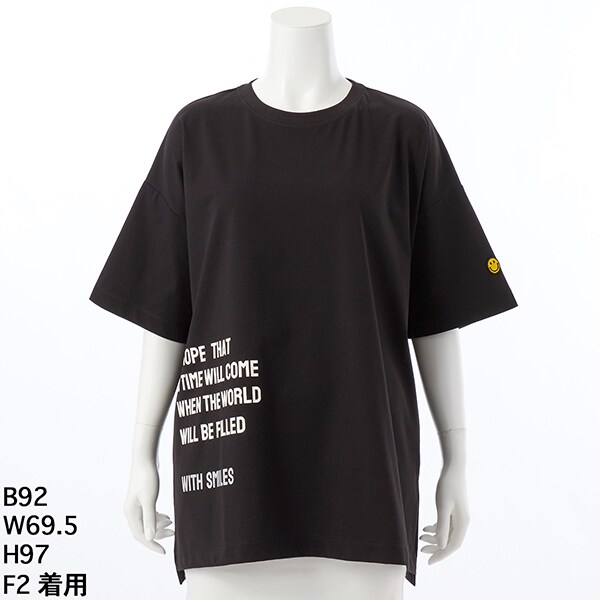 アルディラ AL・DI・LA 【洗える】英字ビックロゴ×スマイルTシャツ （01-オフ） 洗える】英字ビックロゴ×スマイルTシャツ | アル・ディ・ラ(AL