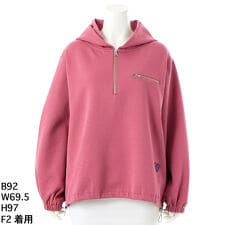 【洗える】ハート刺繍ハーフジッププルオーバー