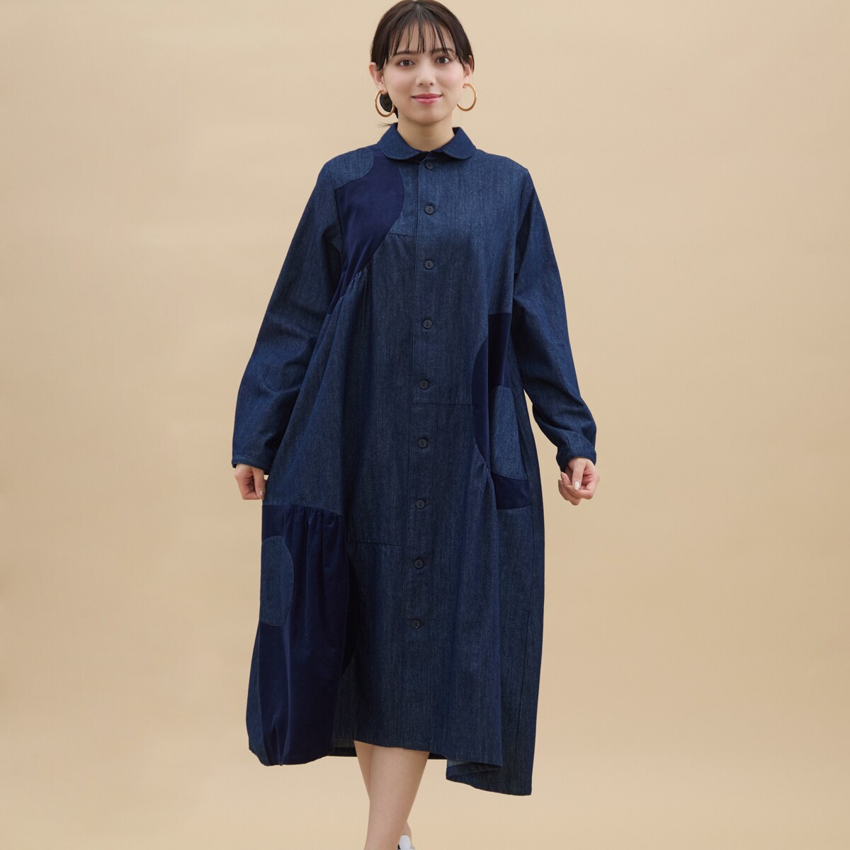アメリカンデニムデザインワンピース見本 AZUL BY MOUSSY | ロングデニムワンピース (ワンピース(ミニ