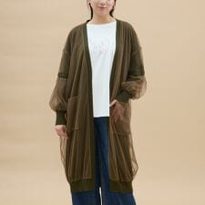 アル・ディ・ラ(AL DI LA)のチュール重ね 着流しニットロングカーディガン