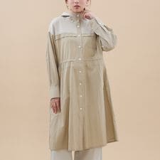 異素材ドッキング・Aラインロングコート｜シワになりにくい／体型カバー／M～F3対応 [ALDILA]